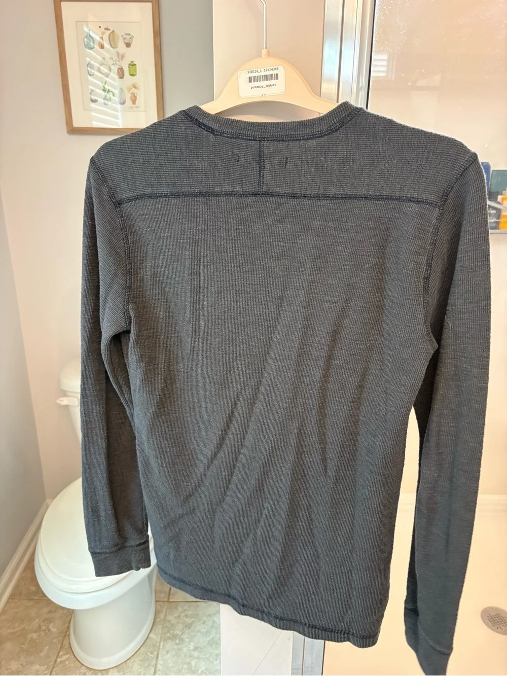 Banana Republic Men's Long-Sleeve Waffle Knit Shirt - Charcoal